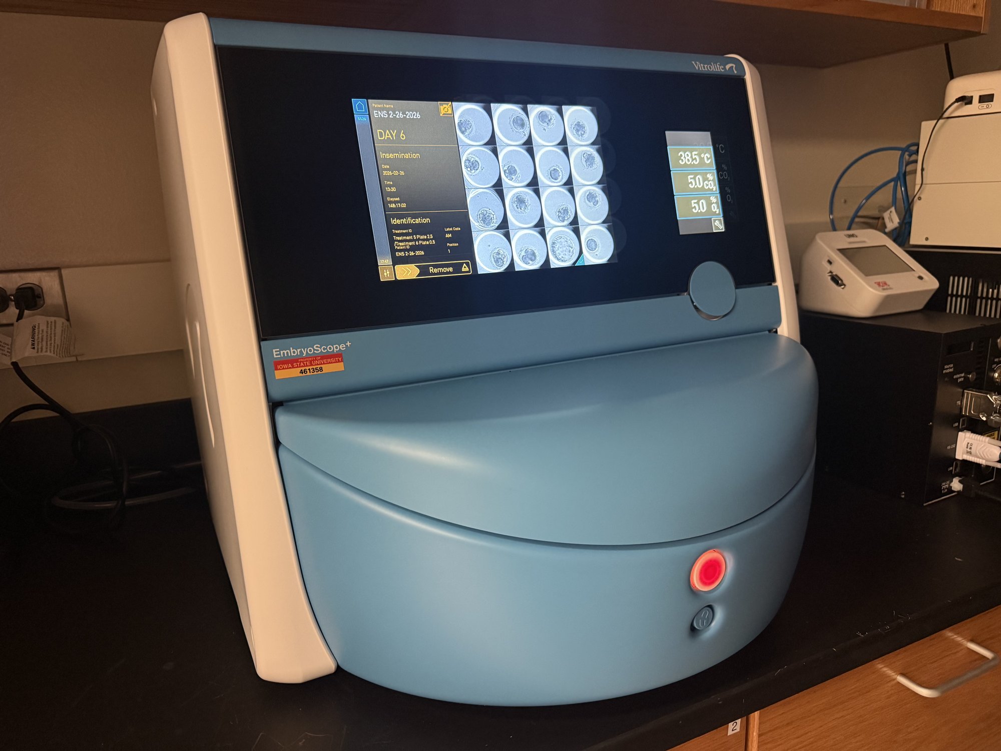 Vitrolife EmbryoScope+ time-lapse embryo incubator in the Kerns Lab IVF laboratory